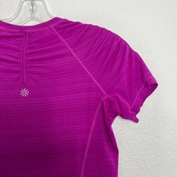 Athleta Womens Size S Purple Basic Short Sleeve Half Zip Activewear Workout Top - Picture 16 of 16